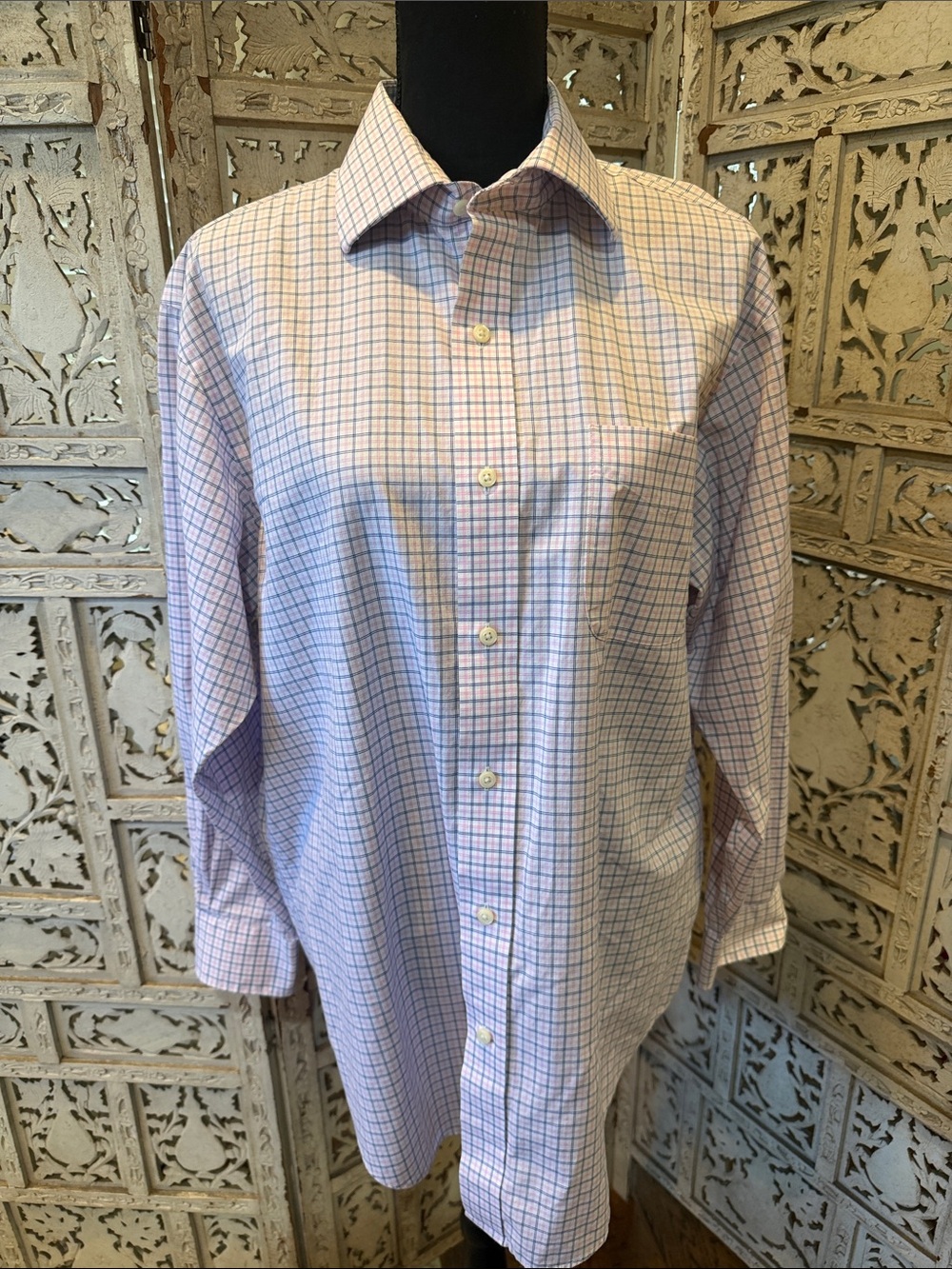 Lauren Ralph Lauren Men's Long-Sleeve Checked Dress Shirt — Light Blue & Pink
